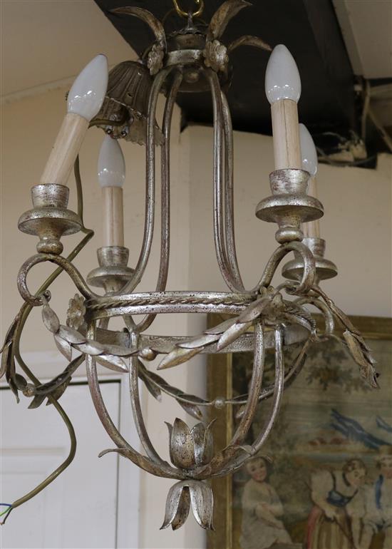 A pair of silvered modern light fittings